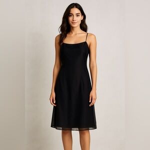 Ann Taylor 100% Silk Black Spaghetti Strap Slip Dress Size 6 Classic Evening